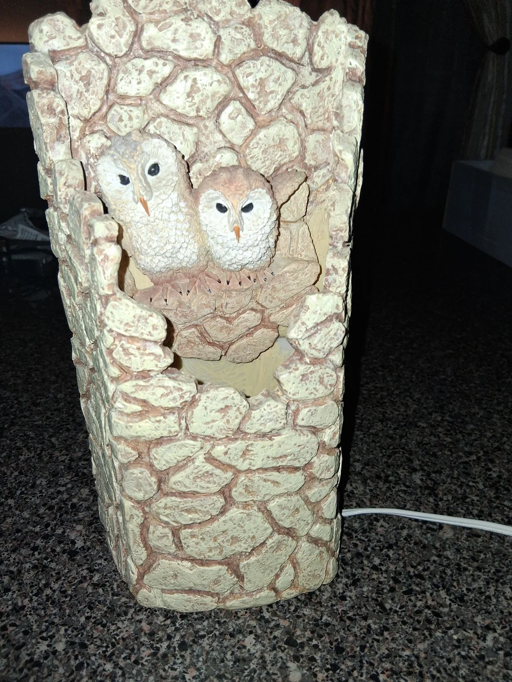Ceramic Owl Lantern in Warm Cream by